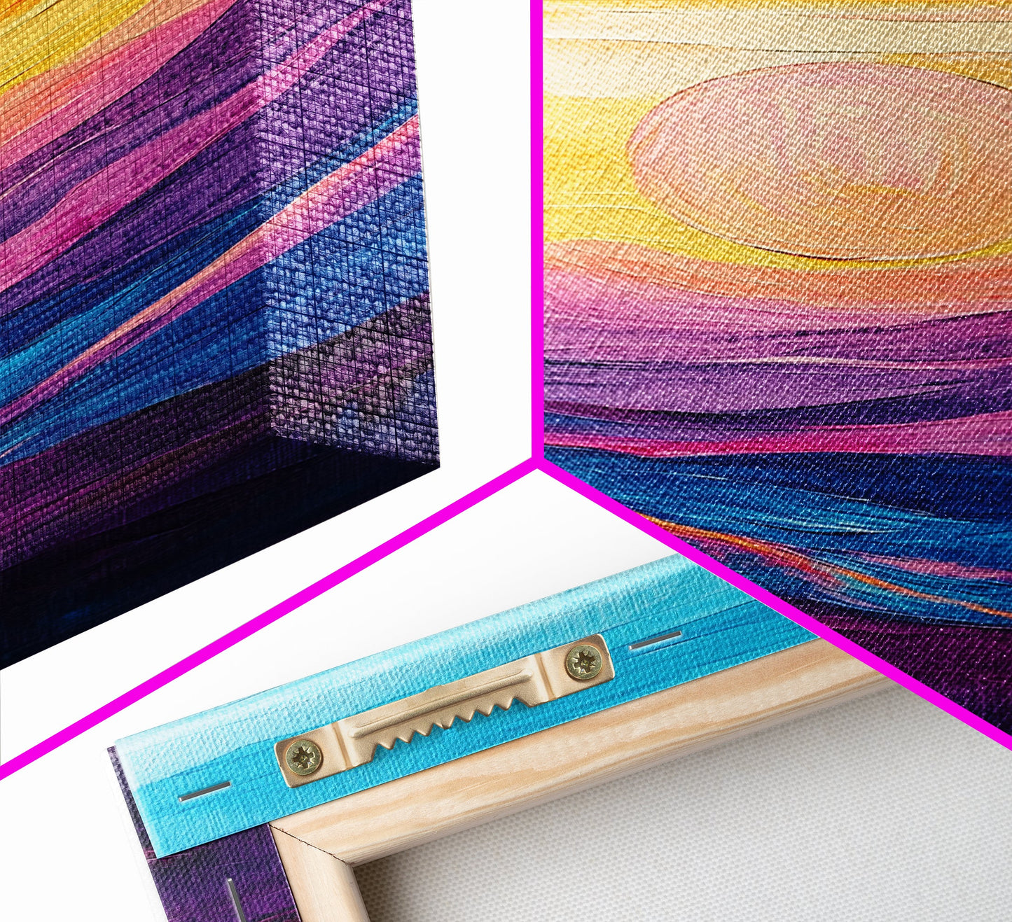 Sunset Horizon, Mountain Painting, Pink Orange Wall Art, Abstract Landscape Art, Canvas Print, Above Sofa Art, Bedroom Art