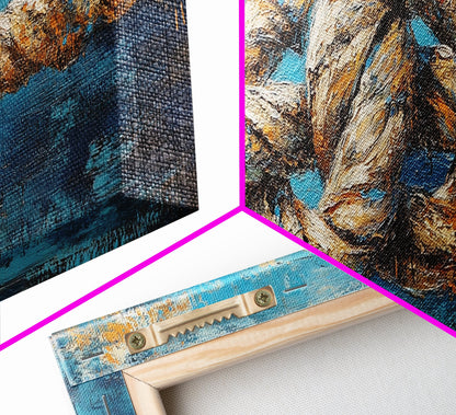 Nautical Rope Knot Framed Canvas Print Coastal Wall Art Rustic Beach House Decor Large Wall Art Nautical Art Living Room Decor