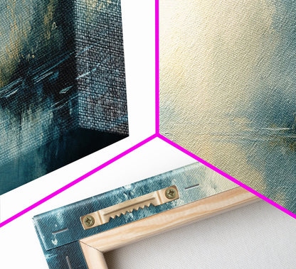 Misty Lake Canvas Print Serene Nature Wall Art, Neutral Forest Landscape, Soft Blue Wall Decor, Minimalist Bedroom Artwork