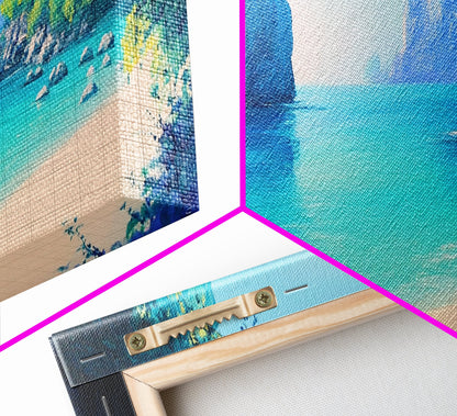 Hidden Beach Cove Canvas Print Tropical Landscape Wall Art Coastal Nature Decor Living Room Office Relaxing Ocean Gift