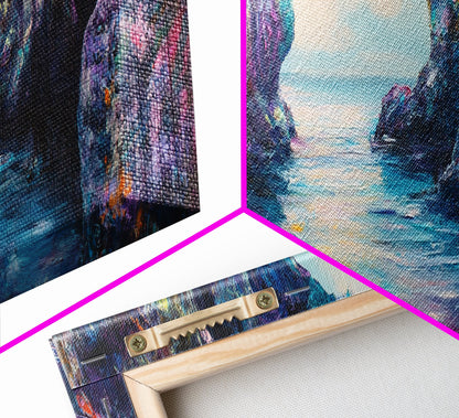 Enchanted Ocean Cave Canvas Print Mystical Coastal Wall Art Vibrant Seascape Home Decor Living Room Nature Lover Gift