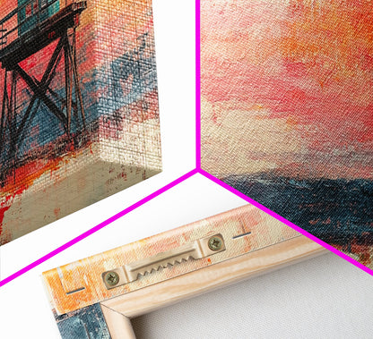 Lifeguard Tower Beach Art, Vibrant Coastal Sunset Painting, Colorful Ocean Wall Decor, Modern Beach House Art, Living Room Wall Art