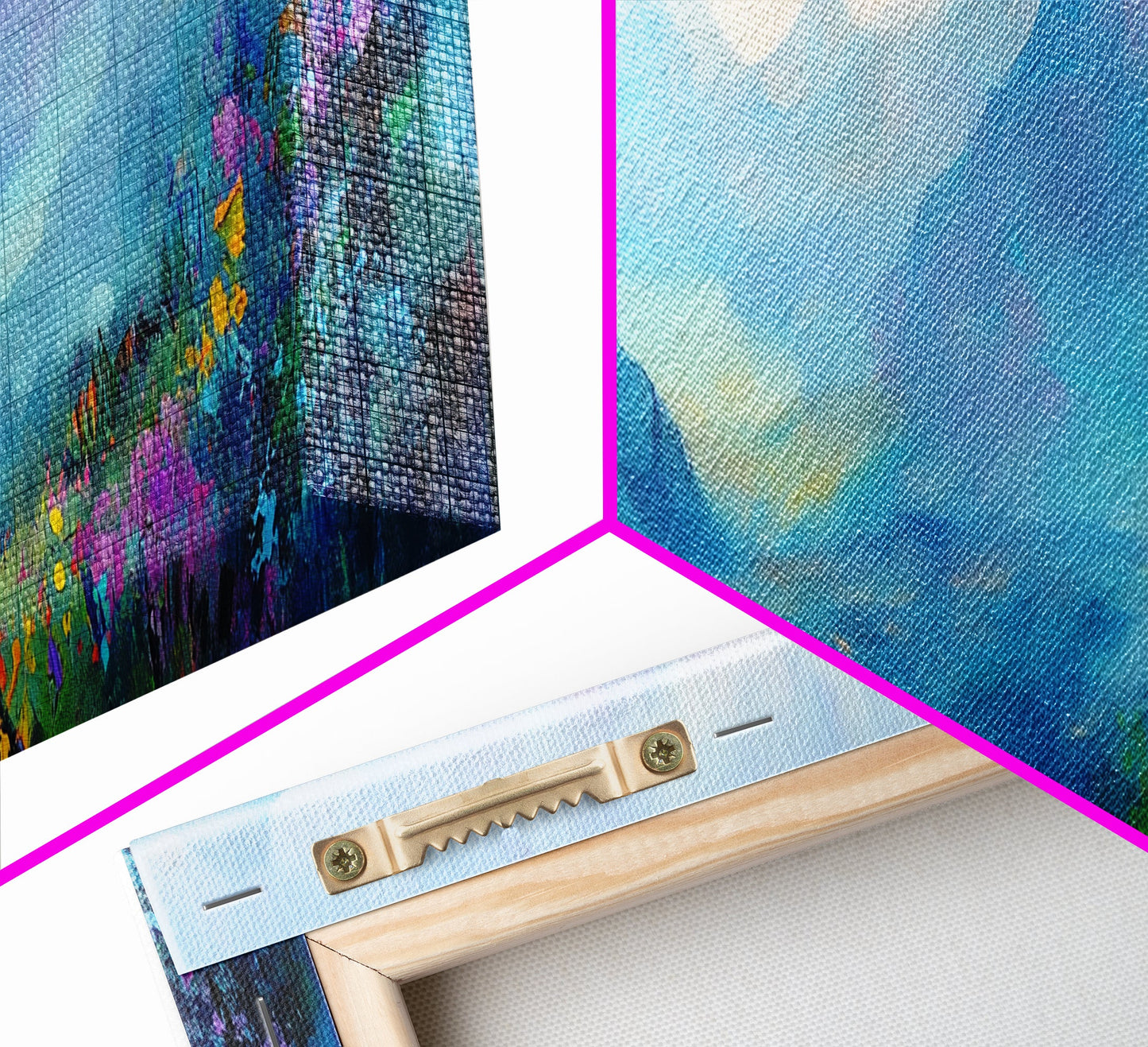 Alpine Sunrise Framed Canvas Print - Misty Mountain Wall Art, Nature Landscape Painting, Warm Toned Home Decor, Living Room Accent