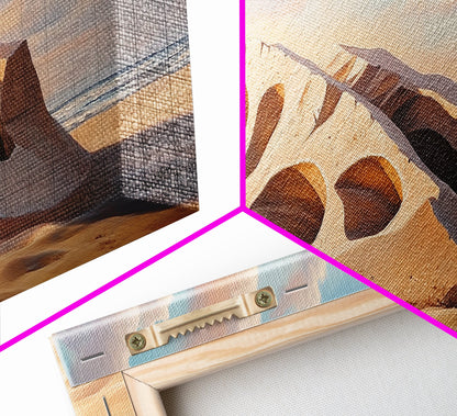 Surreal Beach Sand Formation Canvas Print, Coastal Nature Wall Art, Modern Ocean Landscape Painting, Minimalist Seascape Bedroom Decor