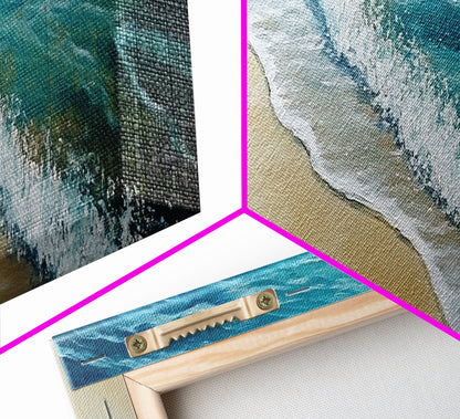 Gentle Ocean Wave Shoreline Canvas Print, Coastal Wall Art, Beach Serenity Painting, Calming Seaside Decor, Zen Living Room Artwork