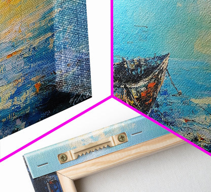 Abandoned Boat Canvas Print Nautical Wall Art, Coastal Decor, Seascape Painting, Ocean Inspired Artwork, Living Room Aesthetic