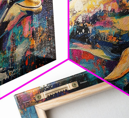 Vibrant Dolphin Art Canvas Print Ocean Wall Art Coastal Decor Colorful Animal Painting Modern Beach House Art Nautical Gift