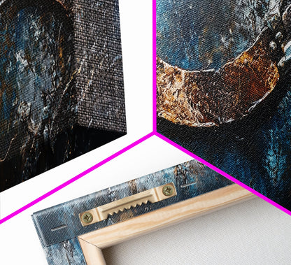 Industrial Wall Art, Dark Texture Painting, Masculine Decor, Framed Canvas Print, Office Artwork, Rustic Metal Art