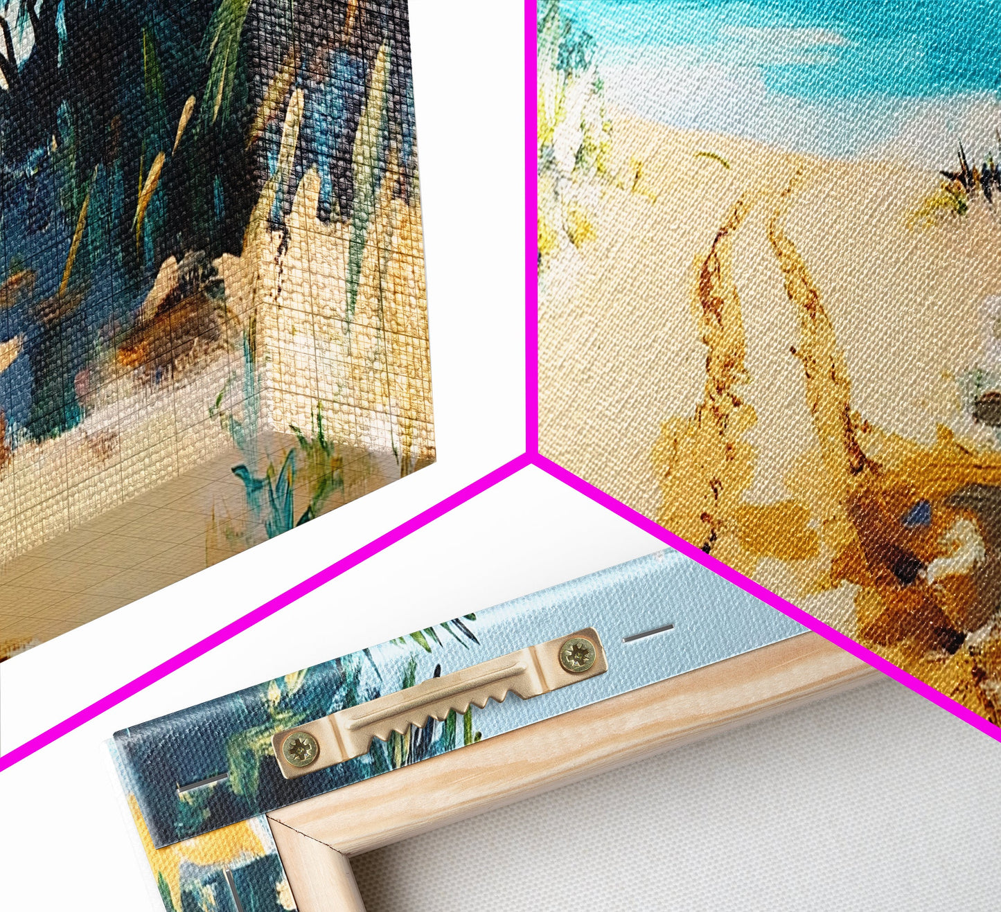 Tropical Beach Path, Palm Tree Art, Ocean Painting, Coastal Wall Decor, Relaxing Retreat Art, Home Print, Framed Canvas Print