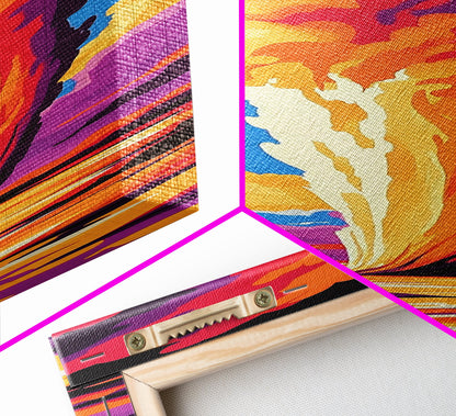 Geyser Eruption, Vibrant Nature, Framed Canvas Print, Yellowstone Art, National Park Decor, Outdoor Adventure, Living Room Wall Art