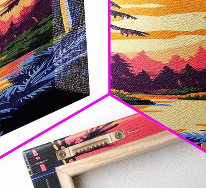 Forest Sunset, Tranquil Nature Art, Woodland Canvas Print, Boho Wall Decor, Autumn Home Art, Living Room Wall Art, Cozy Decor