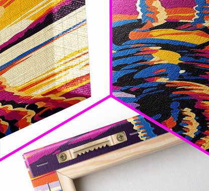 Schaukelseil, maritime Wandkunst, Sonnenuntergangs-Leinwanddruck, Küstenhaus-Dekoration, Strandhauskunst, Wohnzimmerkunst, Boho-Ästhetik