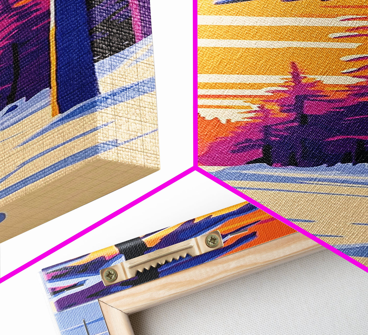 Snowy Pine Forest, Winter Wonderland, Christmas Sunset, Framed Canvas Print, Holiday Wall Art, Cozy Cabin Decor, Rustic Lodge Vibes