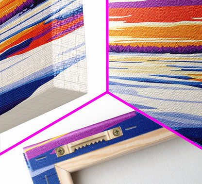 Snowy River, Winter Wonderland, Frosty Sunset, Framed Canvas Print, Cozy Cabin Art, Seasonal Wall Decor, Christmas Aesthetic, Minimalist