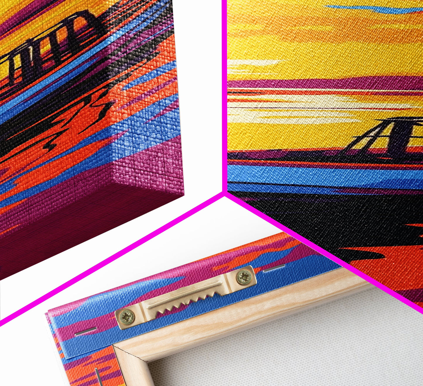 Boat, Sunset, Water, Reflection, Framed Canvas Print, Nautical Wall Art, Coastal Decor, Lakehouse Art, Cabin Wall Art, Living Room Art