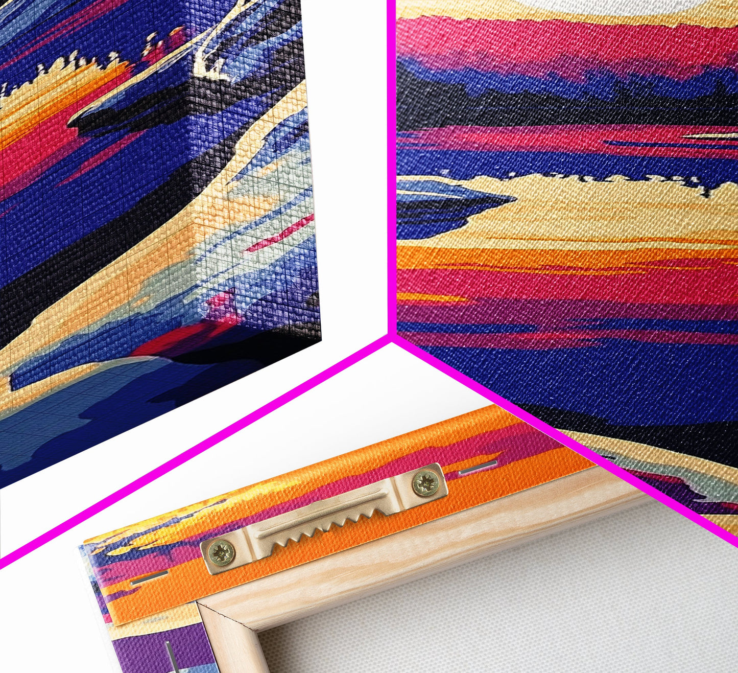 Sunset Lake, Colorful Landscape, Nature Wall Art, Framed Canvas Print, Boho Decor, Living Room Art, Rustic Home, Autumn Art