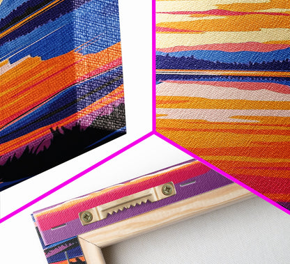 River Valley, Golden Light, Framed Canvas Print, Rustic Home Decor, Nature Wall Art, Vibrant Landscape, Autumn Serenity