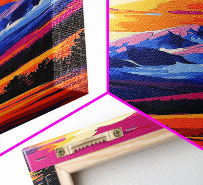 Majestic Peaks, Vibrant Mountain Landscape, Nature-Inspired Home Decor, Office Canvas Print, Wilderness Aesthetic, Gift Idea