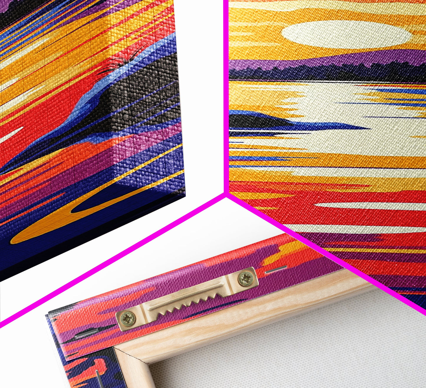 Serene Lake Sunset, Tranquil Nature Wall Art, Scenic Landscape Print, Warm Color Painting, Fall Home Decor, Framed Canvas Print