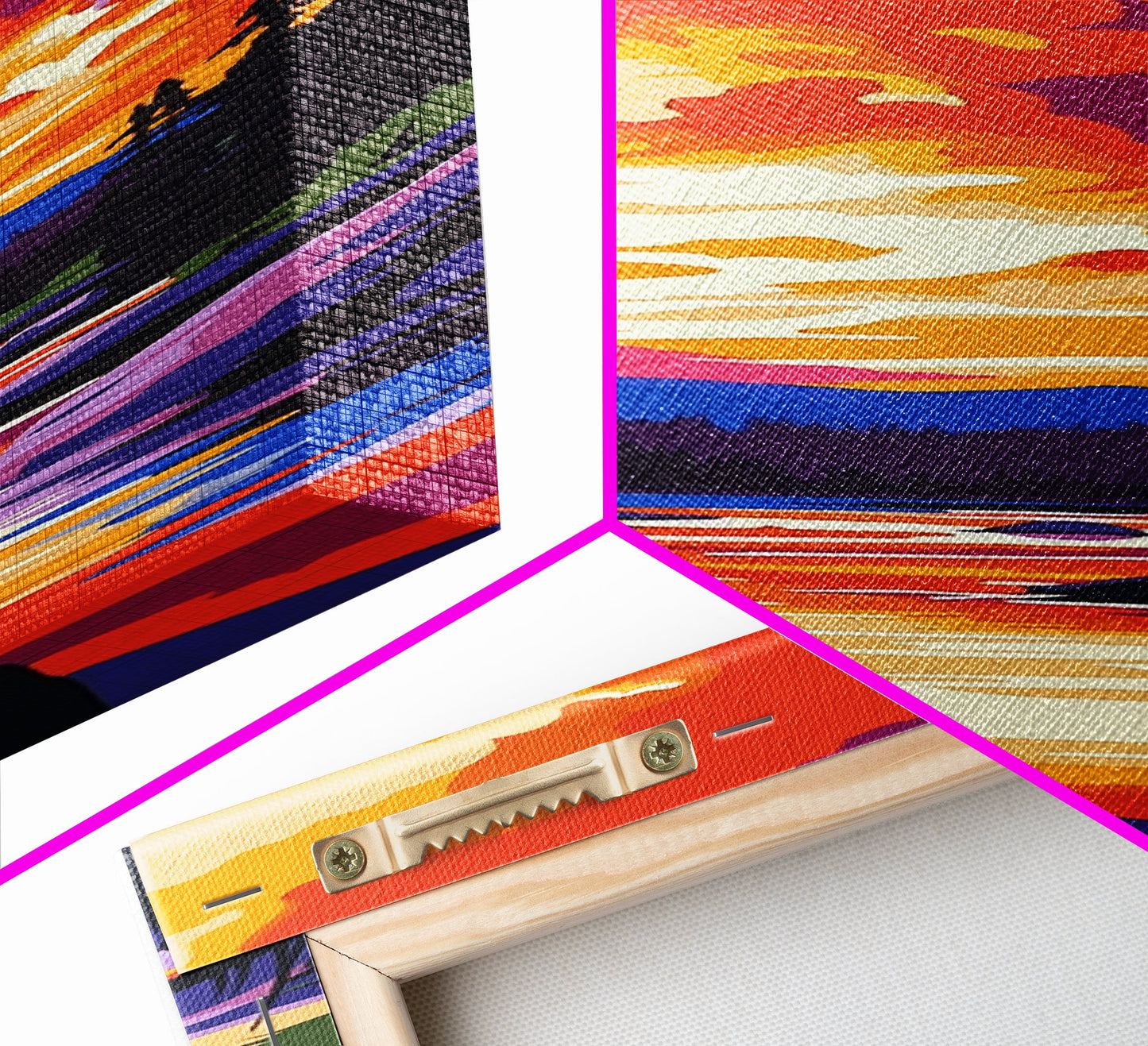 Canyon Sunset Scene, Vibrant Nature Wall Art, Desert Landscape Print, Warm Color Home Decor, Living Room Art, Framed Canvas Print