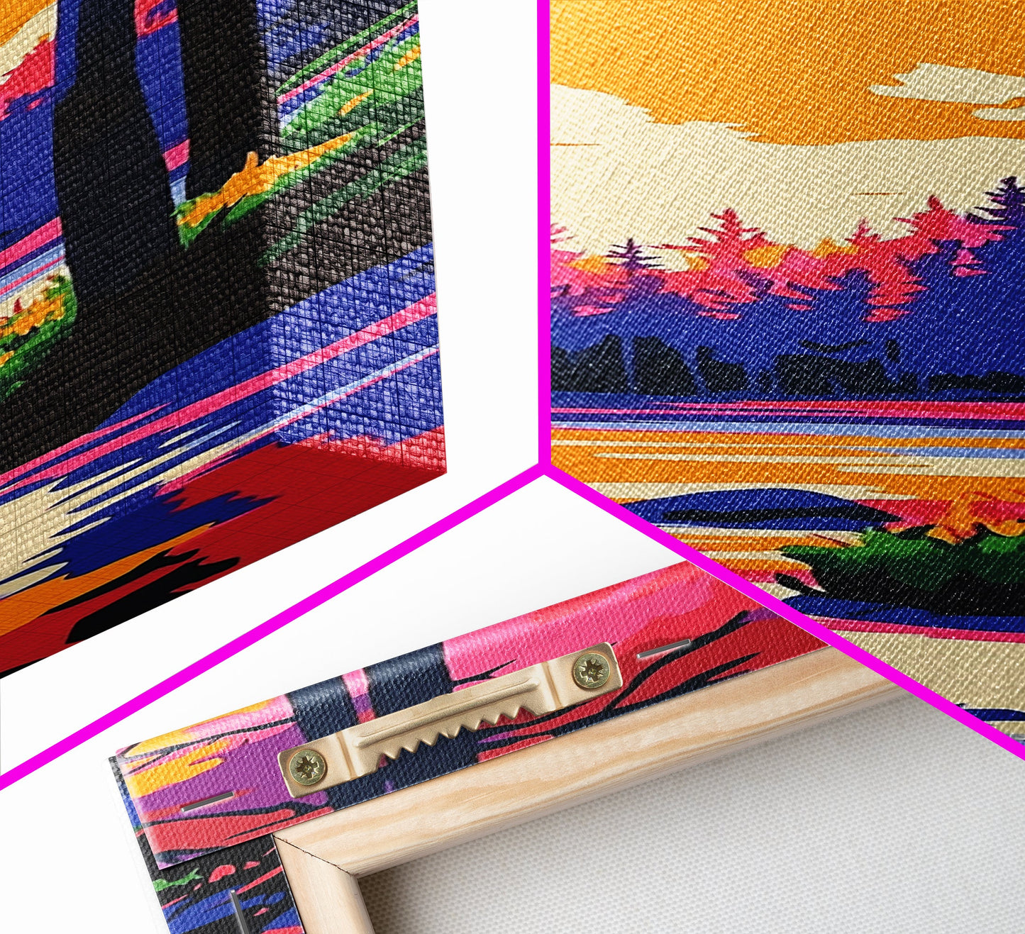 Autumn Forest, River Reflection, Vibrant Nature, Framed Canvas Print, Cabin Wall Art, Cozy Fall Decor, Rustic Retreat, Relaxing