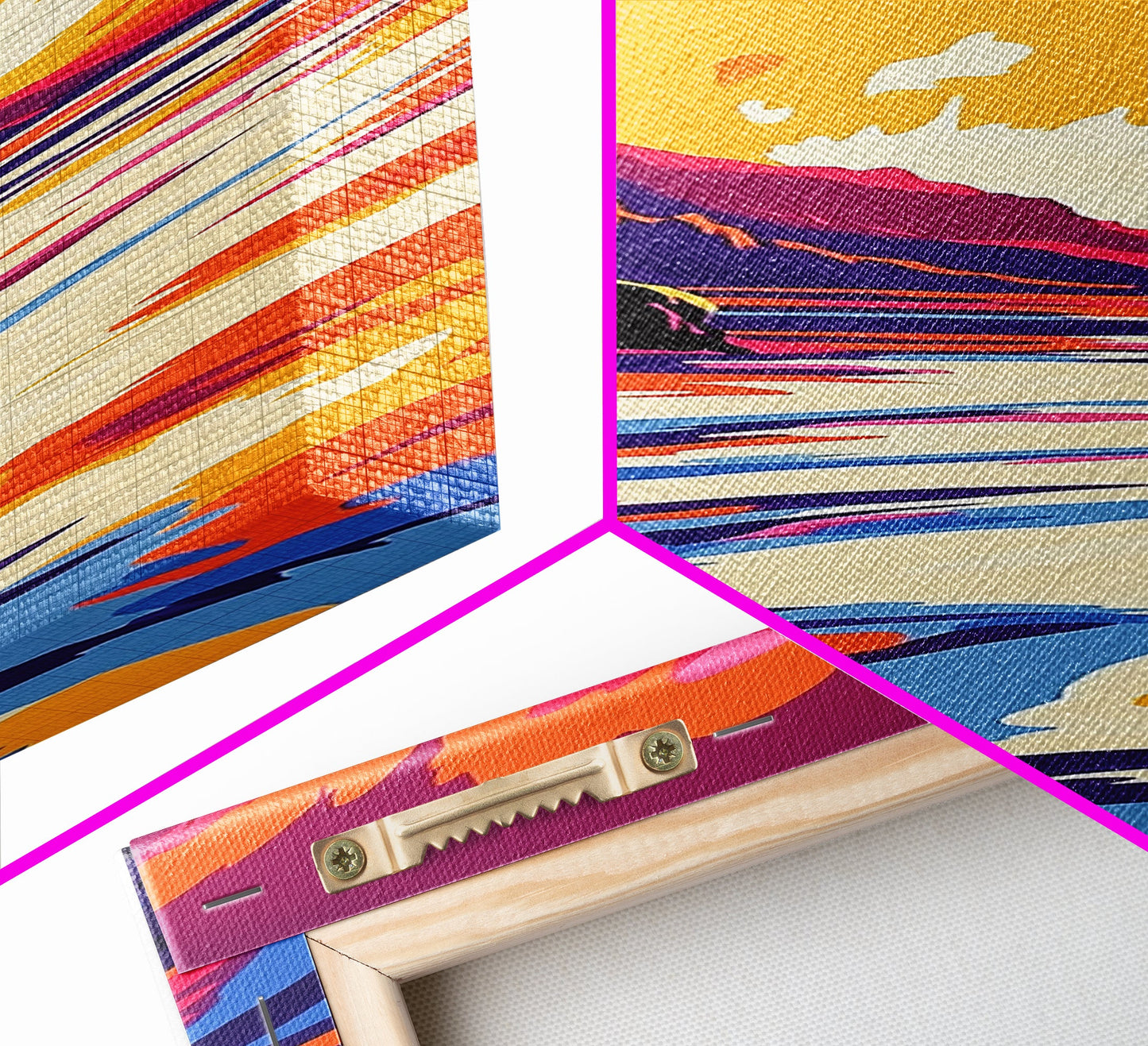 Ocean Sunset, Vibrant Landscape, Framed Canvas Print, Coastal Art, Beach House Decor, Living Room Art, Minimalist Nature Painting