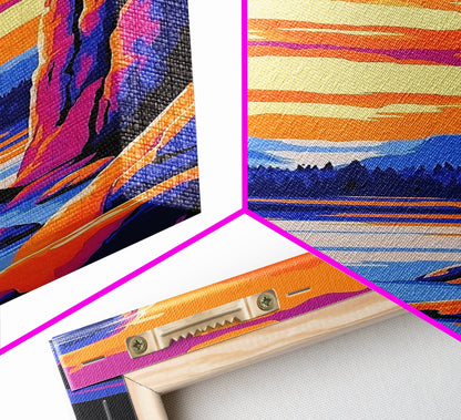 Mountain Cliffs, Nature Adventure, Framed Canvas Print, Hiking Wall Art, Outdoor Explorer Decor, Cabin Wall Art, Landscape Painting