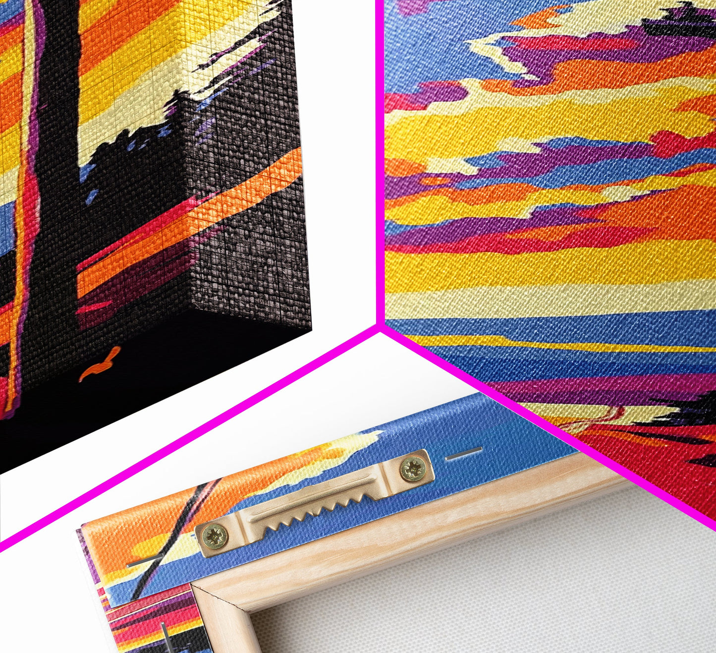 Power Lines, Sunset Sky Art, Road Trip Aesthetic, Vibrant Landscape Print, Colorful Nature Scene, Wanderlust Decor, Framed Canvas Print