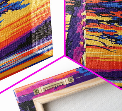 Tall Pine Tree, Sunset Forest Art, Vibrant Nature Wall Decor, Woodland Painting, Rustic Home Decor, Living Room Art, Canvas Print