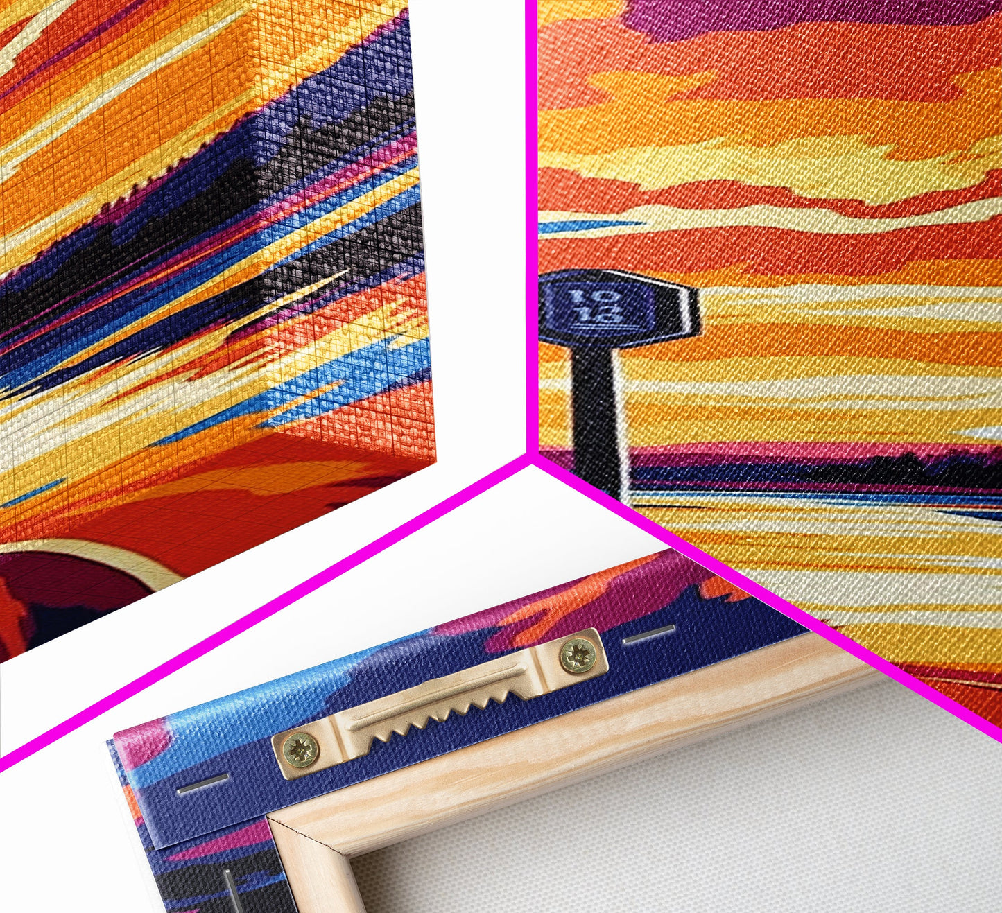 Roadside Sign, Sunset Highway Art, Scenic Landscape Painting, Rustic Wall Decor, Adventure Art, Living Room Wall Art, Canvas Print