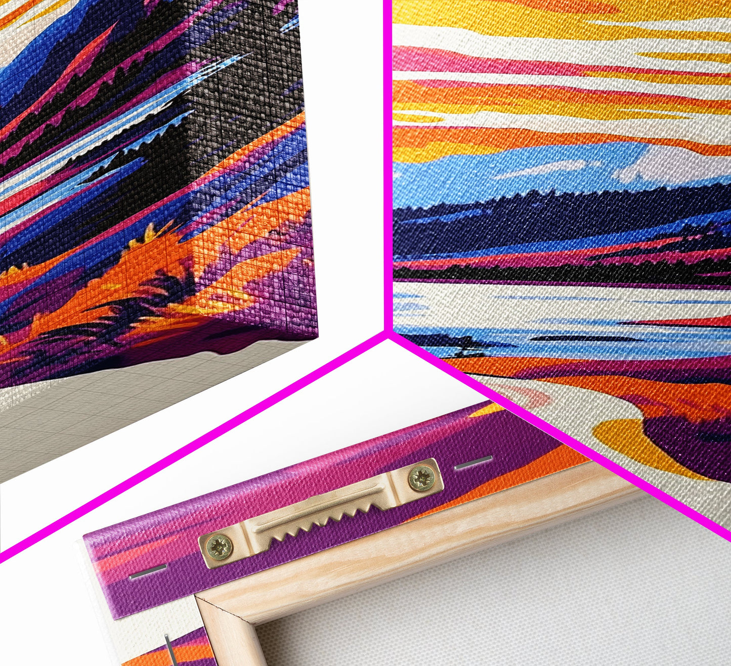 Mountain Lake, Scenic Road, Nature Escape, Boho Wall Art, Framed Canvas Print, Office Decor, Cozy Cabin Home Aesthetic