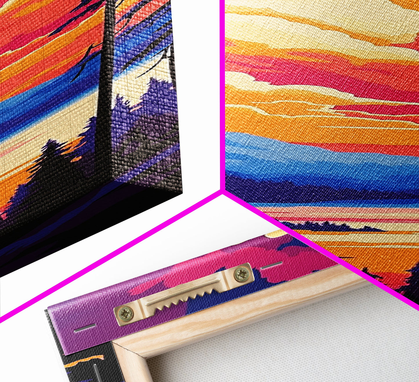 Mountain Glow, Vibrant Landscape Art, Nature Inspired Home Decor, Sunset Reflection Painting, Framed Canvas Print, Cozy Autumn Colors