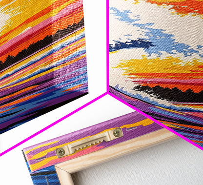 Surf Wave, Sunset Art, Colorful Ocean, Beach Wall Art, Seascape Painting, Vibrant Decor, Coastal Home, Modern Design, Canvas Print