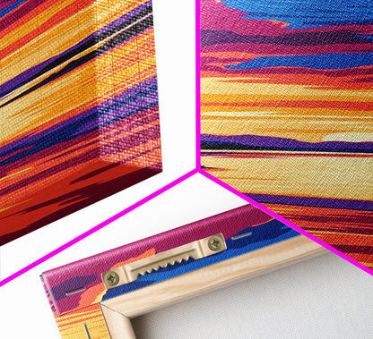 River Sunset, Serene View, Lake Reflection, Warm Colors, Peaceful Nature, Tranquil Scene, Cozy Home, Living Room, Canvas Print