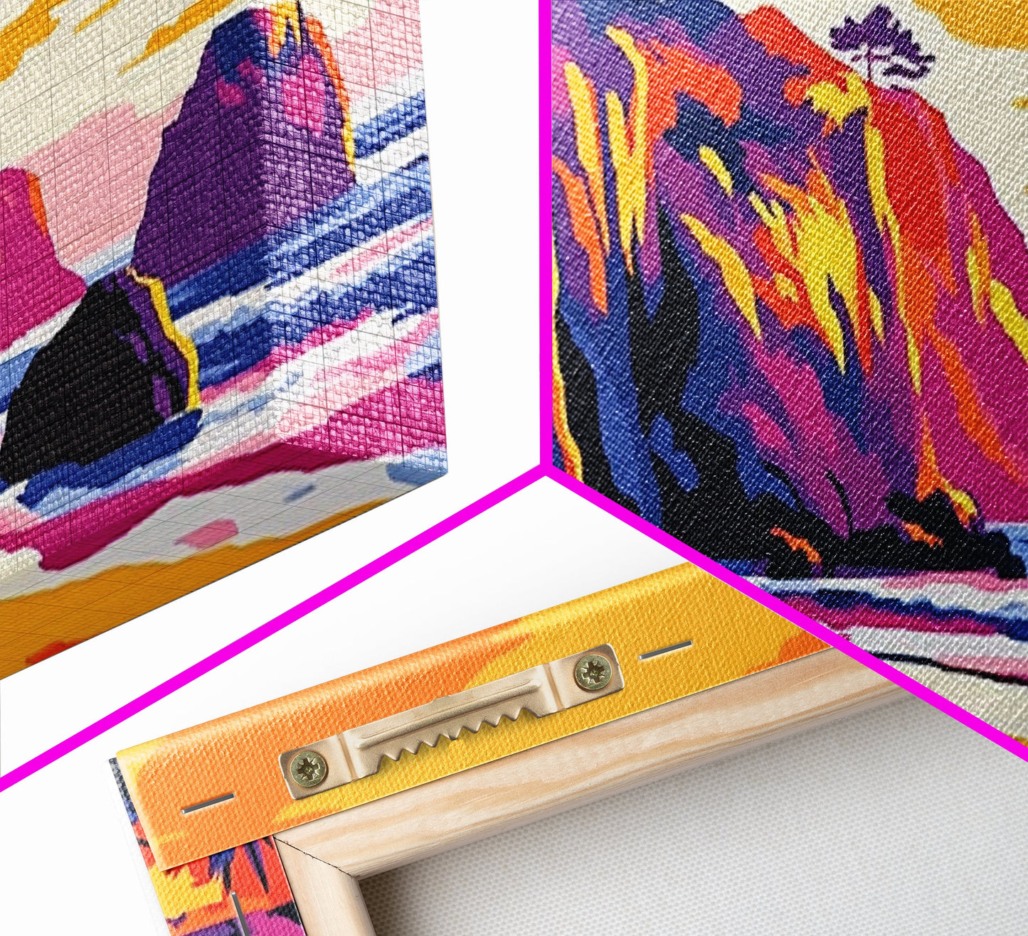 Meeresklippen, Küsten-Sonnenuntergangskunst, Lebendiges Meereslandschaftsgemälde, Strandwanddekoration, Gerahmter Leinwanddruck, Maritime Wohngestaltung, Bürokunst