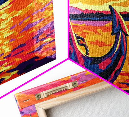 Anchor Sunset, Nautical Wall Art, Coastal Home Decor, Bold Ocean Print, Canvas Print, Beach House Art, Living Room Wall Art