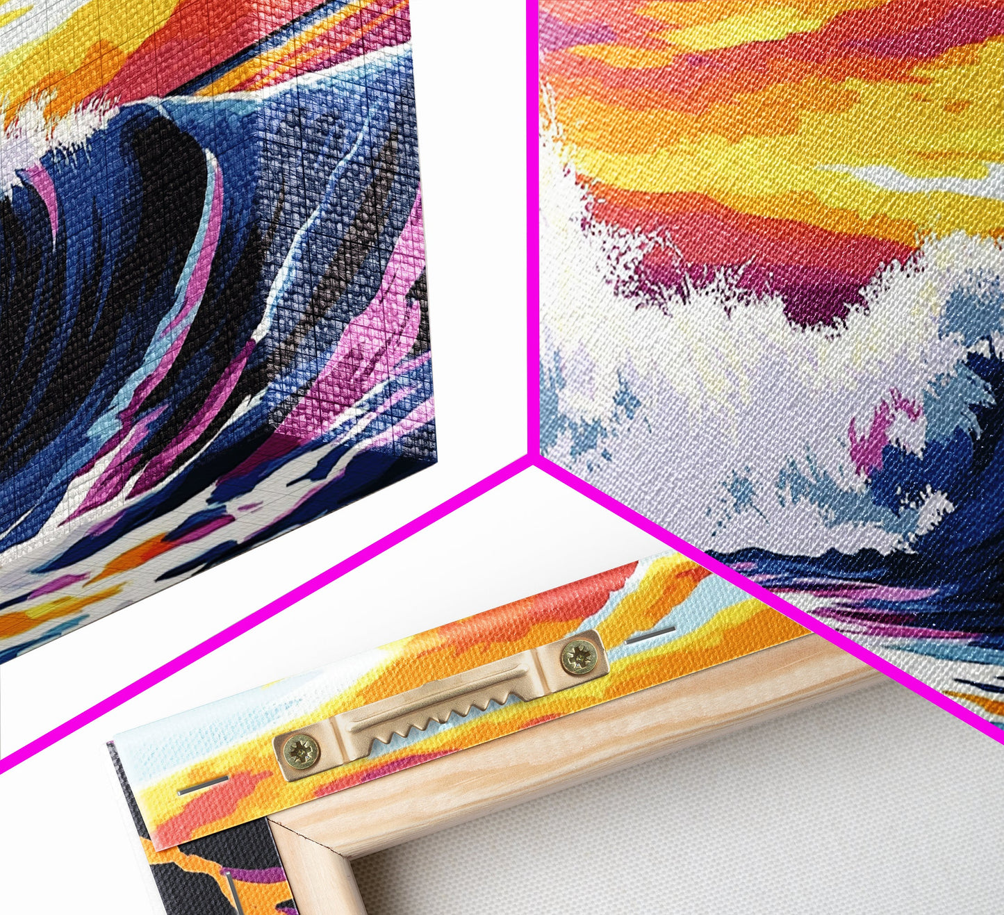 Crashing Wave, Sunset Surf, Nautical Wall Art, Framed Canvas Print, Coastal Decor, Ocean Lover Gift, Tropical Beach Art, Beach House Style