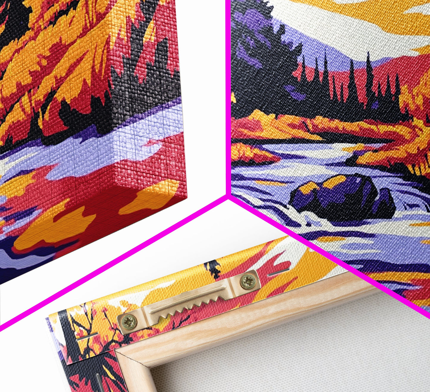 Autumn River, Fall Colors, Nature Scene, Framed Canvas Print, Rustic Home Decor, Living Room Wall Art, Landscape Painting, Boho Art