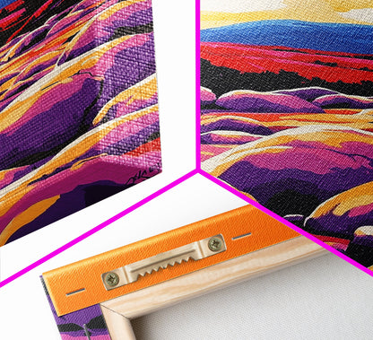 Sunset River, Nature Wall Art, Vibrant Landscape, Autumn Decor, Framed Canvas Print, Living Room Art, Bold Colors, Modern Art