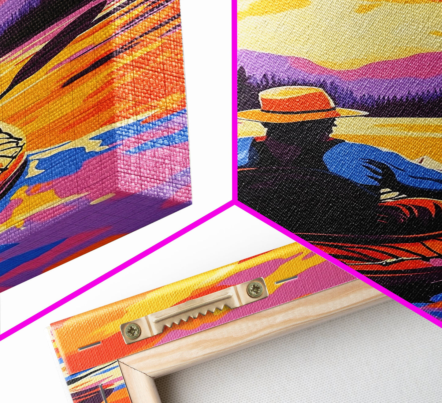 Kayaker Journey, Scenic River Painting, Vibrant Water Art, Framed Canvas Print, Adventure Wall Decor, Nature Lover Art, Sports Wall Art