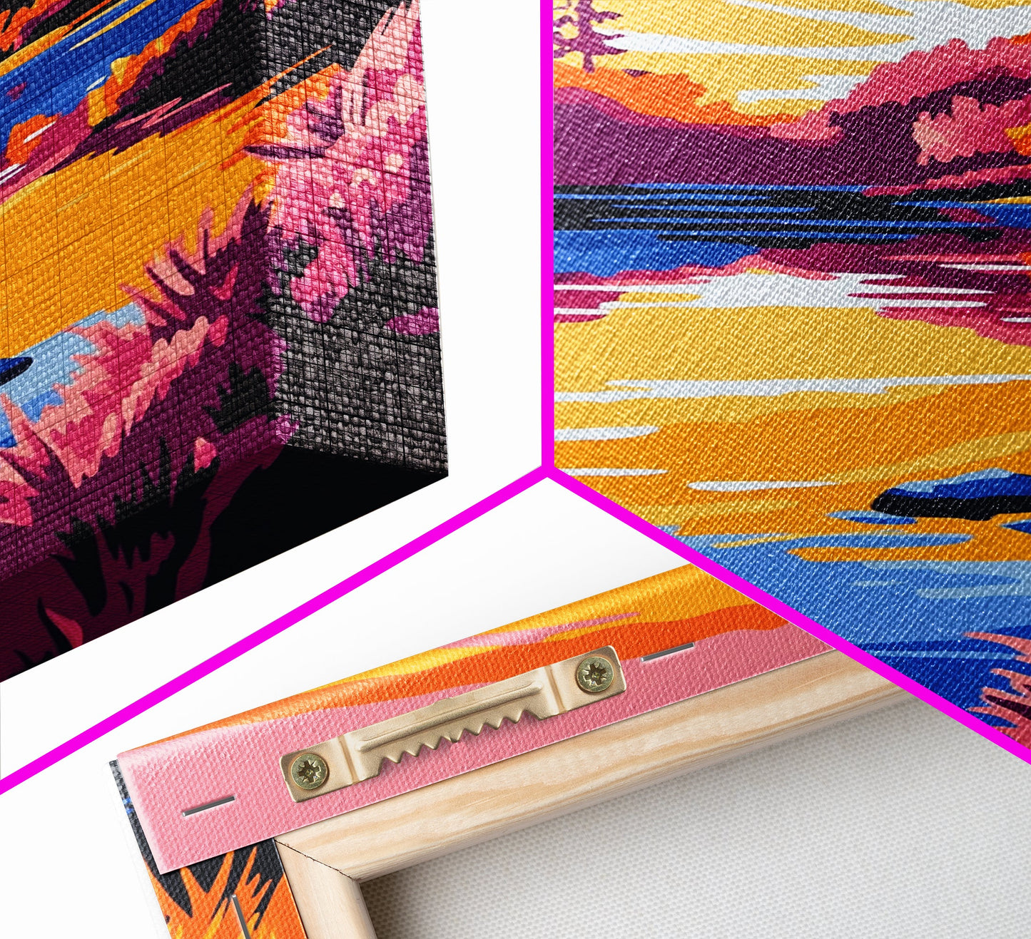 Tranquil Stream, Sunset Reflection, Framed Canvas Print, Cozy Wall Art, Nature Retreat Decor, Living Room Artwork, Serene Landscape