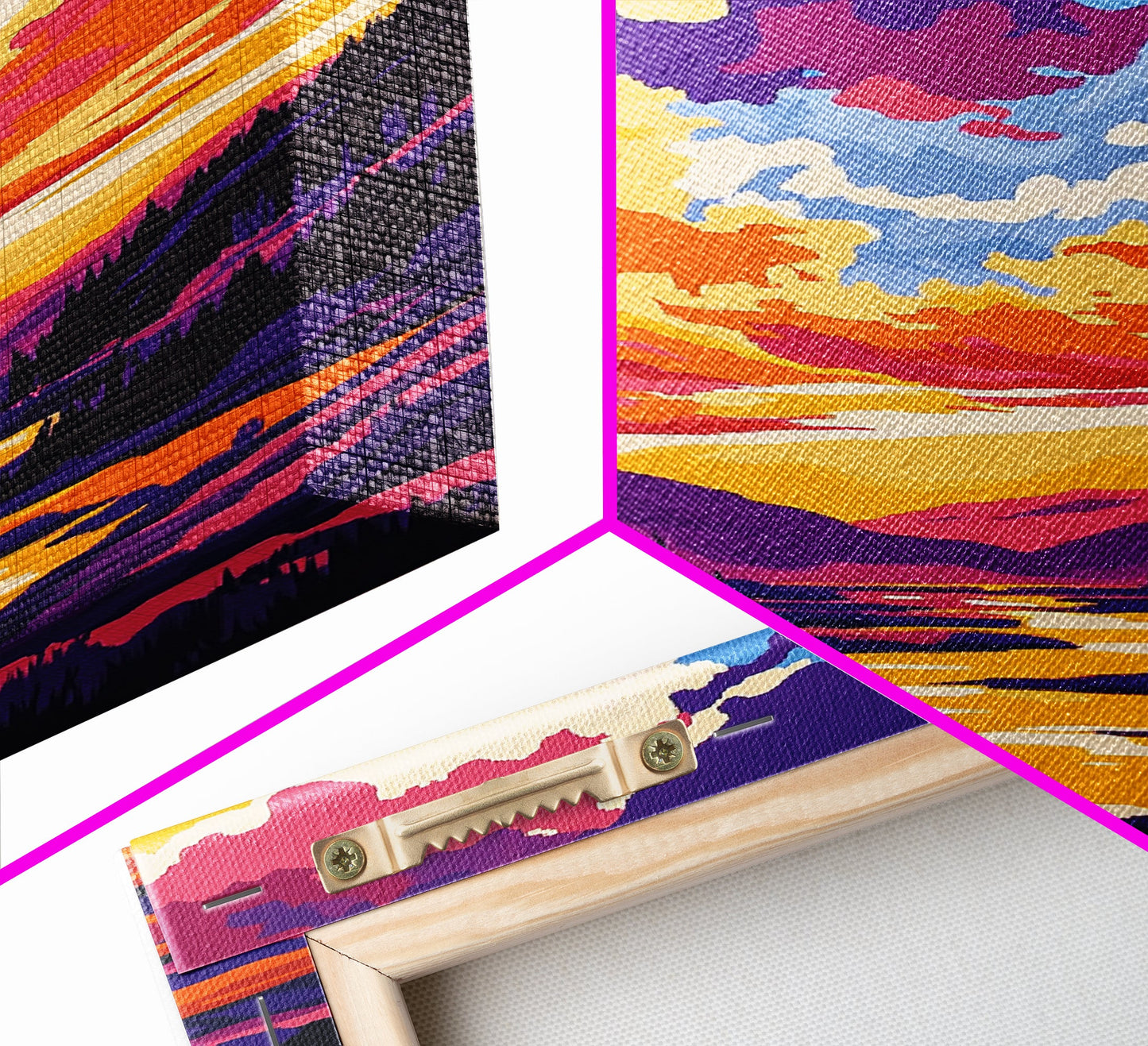 Alpine Reflection, Mountain Lake, Vibrant Wilderness, Canvas Print, Cabin Decor, Nature Painting, Sunset Colors, Adventure Art