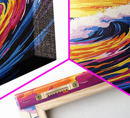 Ocean Wave, Surf Art, Coastal Canvas, Vibrant Seascape, Beach House Decor, Large Canvas Print, Modern Beach Wall Art