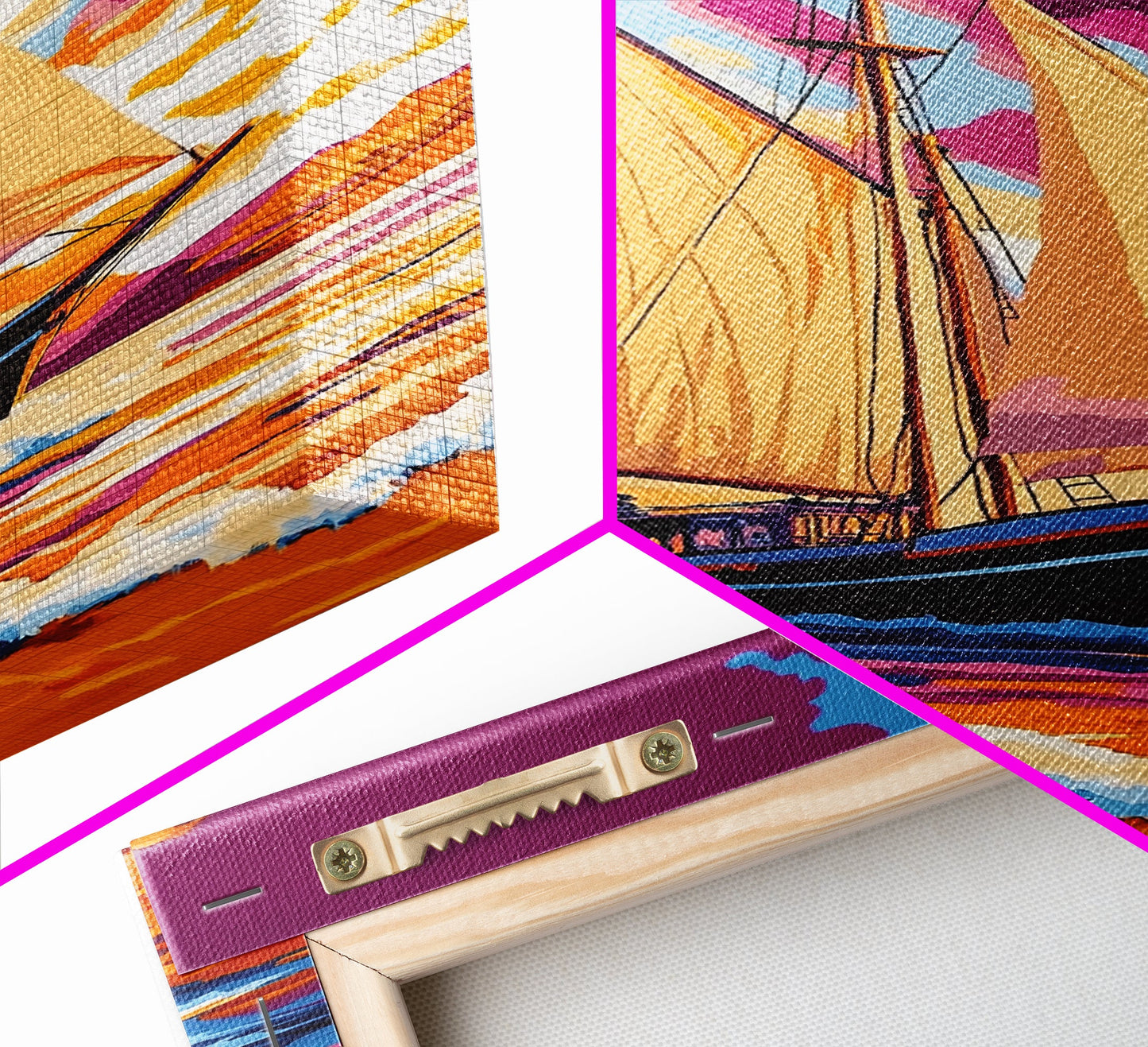 Sailing, Ocean Sunset, Nautical Art, Framed Canvas Print, Coastal Wall Art, Vibrant Seascape, Living Room Decor, Beach House Art