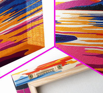 Lake, Reflective Sunset, Tranquil Nature, Canvas Print, Serene Landscape, Home Wall Art, Mountain View Decor, Living Room Artwork