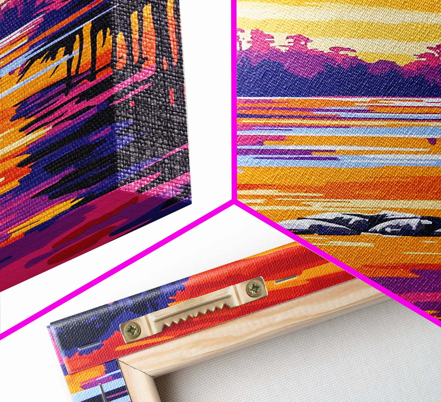 River Sunset, Nature Reflection, Forest Landscape, Peaceful Water, Framed Canvas Print, Boho Art, Rustic Wall Art, Bedroom Decor