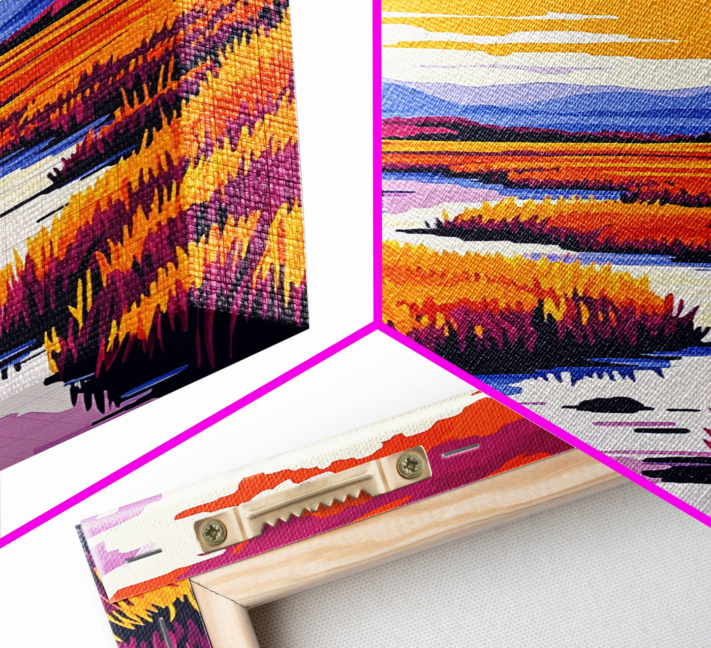 River Landscape Painting, Autumn Wall Art, Nature Inspired Print, Warm Color Palette, Framed Canvas Print, Cozy Living Room Decor