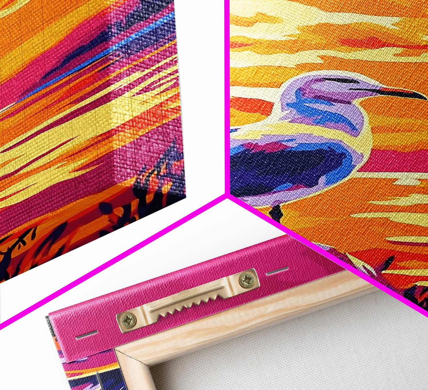 Seagull Sunset Art, Coastal Bird Painting, Ocean Landscape Print, Beach House Wall Decor, Framed Canvas Print, Nautical Bedroom Artwork