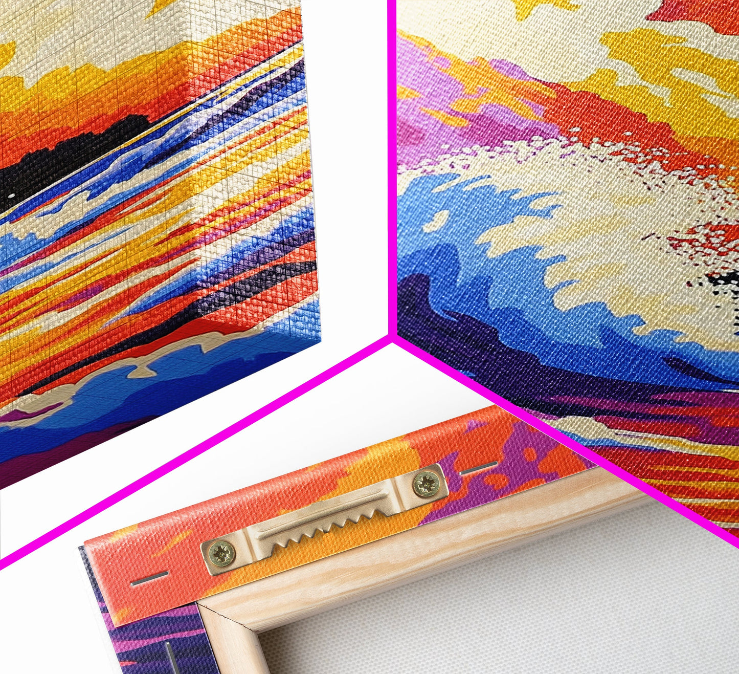 Powerful Ocean Wave, Surfing Wall Art, Vibrant Sunset Seascape, Coastal Home Decor, Framed Canvas Print, Beach House Living Room Art