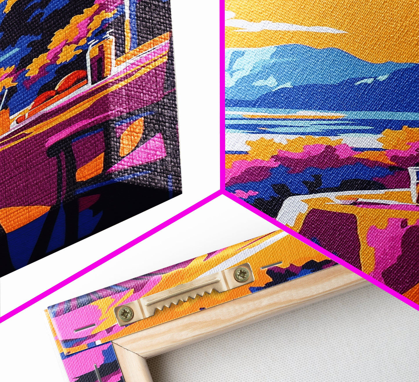 Outdoor Dining, Scenic View, Summer Patio Art, Relaxing Wall Decor, Cafe Scene, Vacation Aesthetic, Framed Canvas Print, Gift Idea